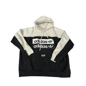 Adidas Originals Mens Split Hoodie Black and White Size Medium